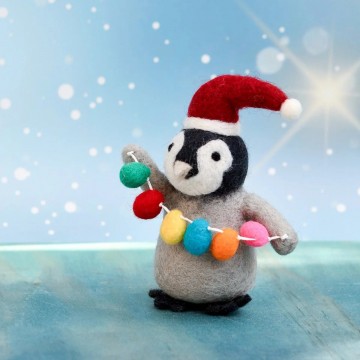 Felt Penguin with Festoon Light Bulbs Toy